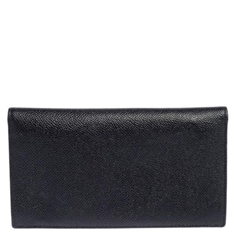 Pre Owned Bvlgari Black Leather Logo Round Bit Continental Wallet