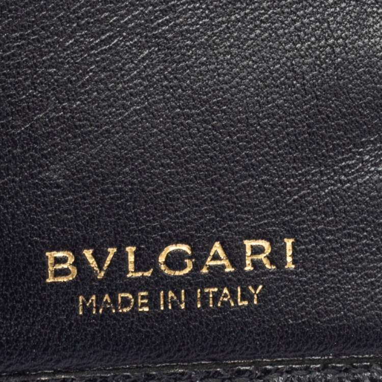 Pre Owned Bvlgari Black Leather Logo Round Bit Continental Wallet