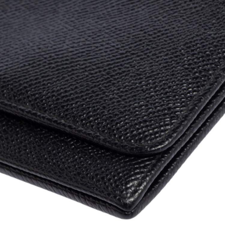 Pre Owned Bvlgari Black Leather Logo Round Bit Continental Wallet
