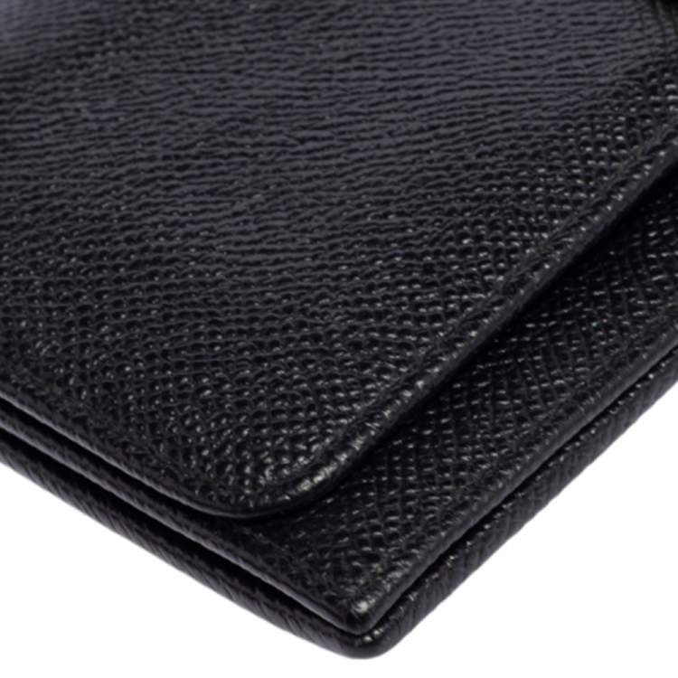 Pre Owned Bvlgari Black Leather Logo Round Bit Continental Wallet