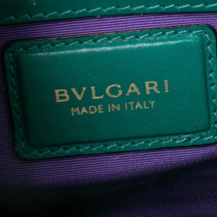 Pre Owned Bvlgari Green Leather Medium Serpenti Forever Flap Shoulder Bag
