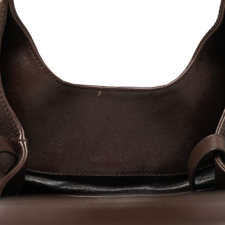 Pre Owned Bvlgari Olive Green/Brown Canvas and Leather Chandra Hobo
