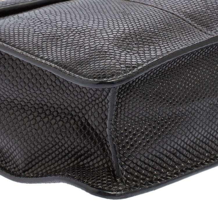 Pre Owned Bvlgari Black Karung Serpenti Forever Flap Shoulder Bag