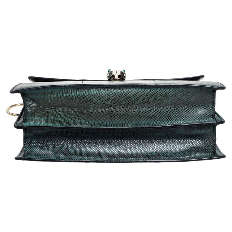 Pre Owned Bvlgari Green Karung Large Serpenti Forever Shoulder Bag 