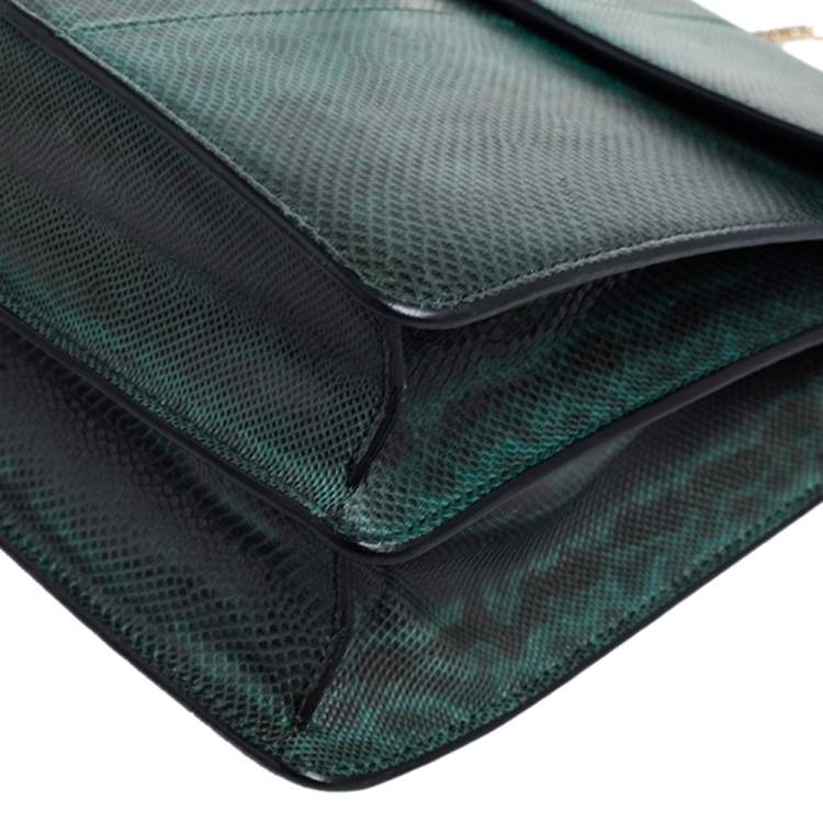 Pre Owned Bvlgari Green Karung Large Serpenti Forever Shoulder Bag 