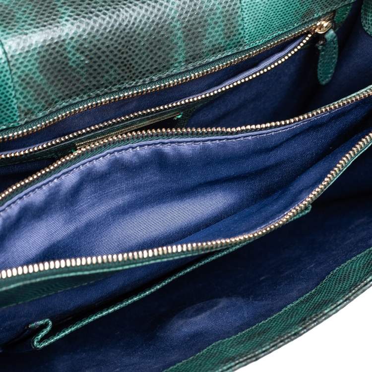 Pre Owned Bvlgari Green Karung Large Serpenti Forever Shoulder Bag 