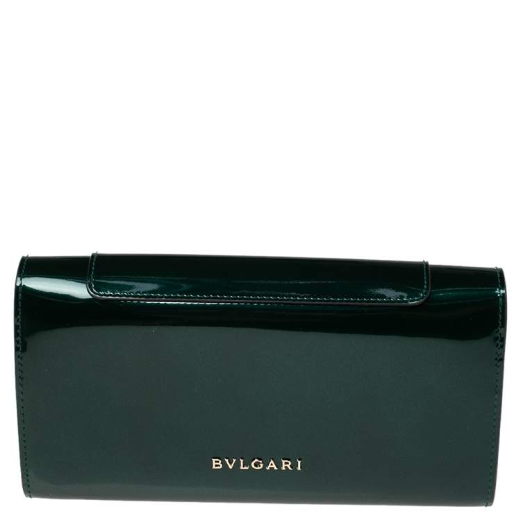 Pre Owned Bvlgari Green Patent Leather Serpenti Forever Continental Wallet