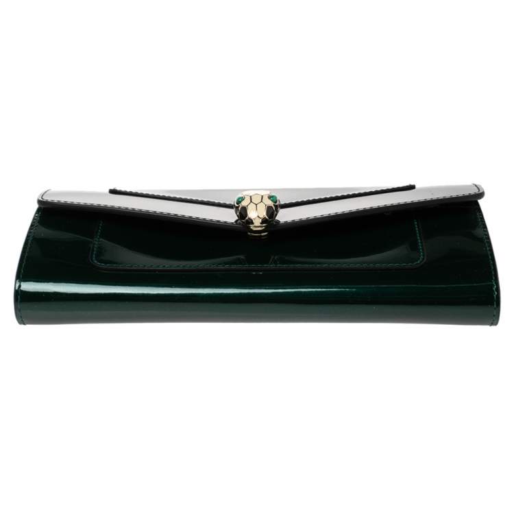 Pre Owned Bvlgari Green Patent Leather Serpenti Forever Continental Wallet