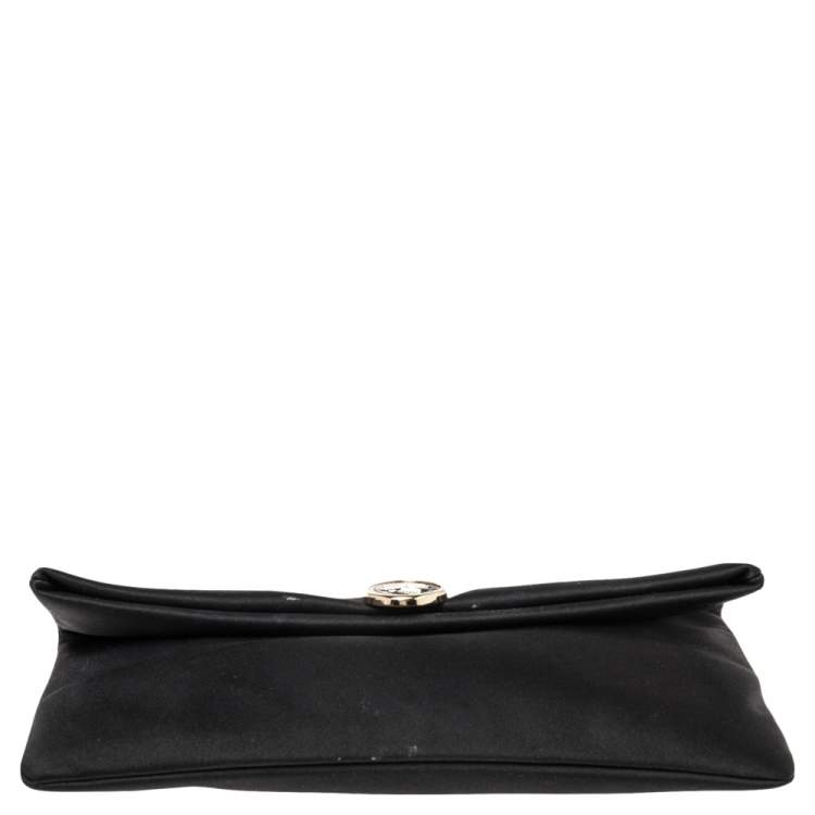 Pre Owned Bvlgari Black Satin Monete Clutch