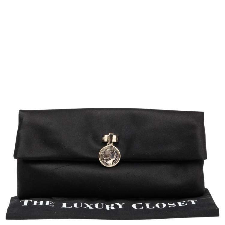 Pre Owned Bvlgari Black Satin Monete Clutch