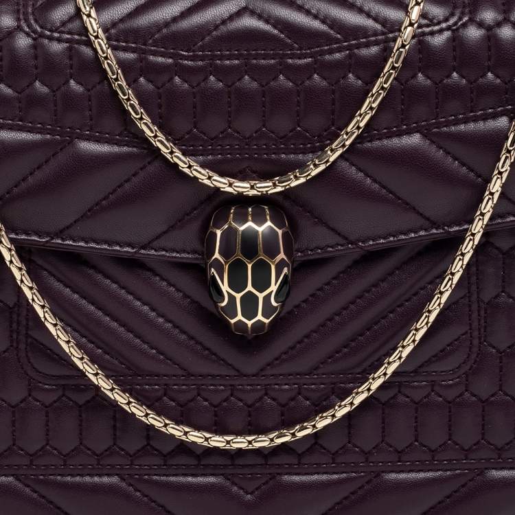 Pre Owned Bvlgari Purple Quilted Scaglie Leather Medium Serpenti Forever Shoulder Bag