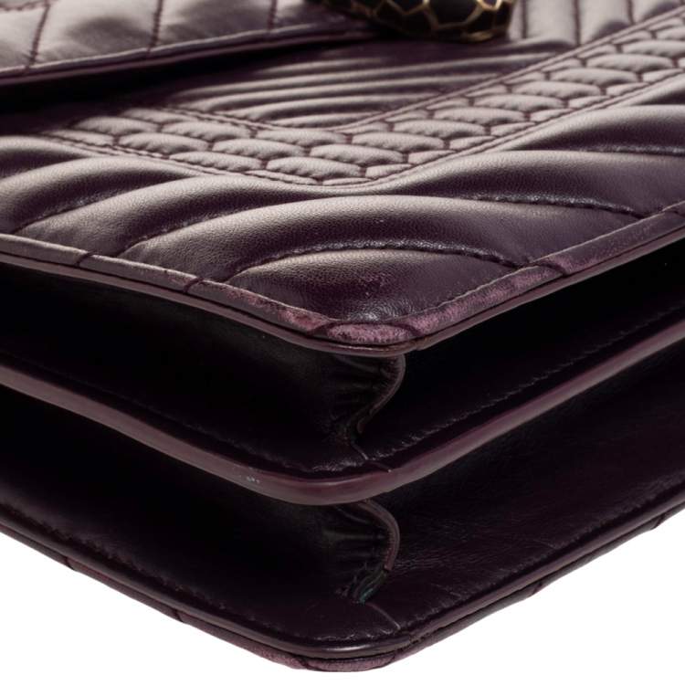 Pre Owned Bvlgari Purple Quilted Scaglie Leather Medium Serpenti Forever Shoulder Bag