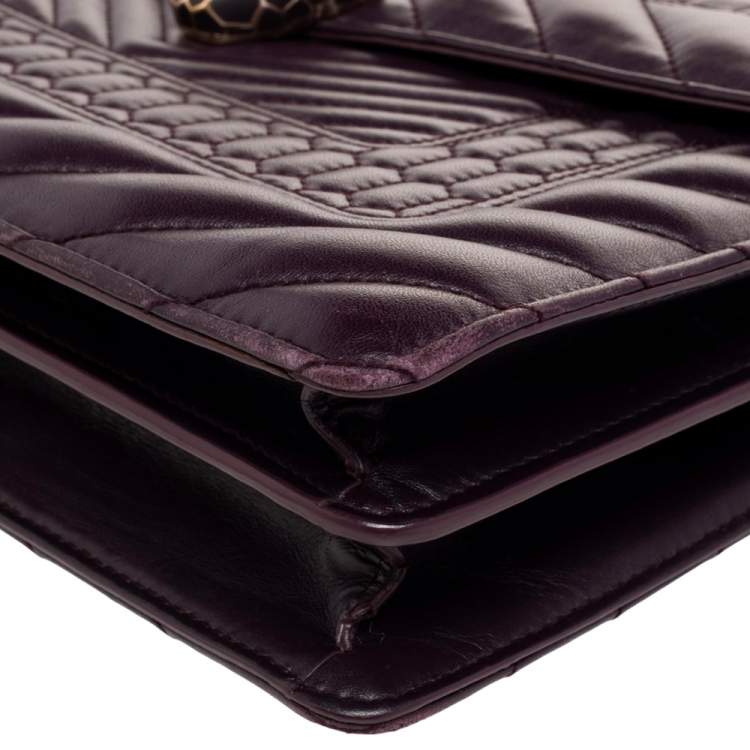 Pre Owned Bvlgari Purple Quilted Scaglie Leather Medium Serpenti Forever Shoulder Bag