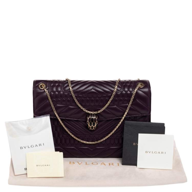 Pre Owned Bvlgari Purple Quilted Scaglie Leather Medium Serpenti Forever Shoulder Bag
