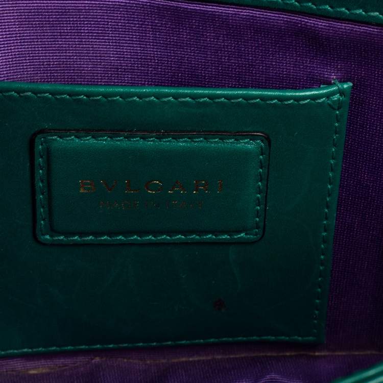 Pre Owned Bvlgari Green Leather Serpenti Forever Chain Clutch