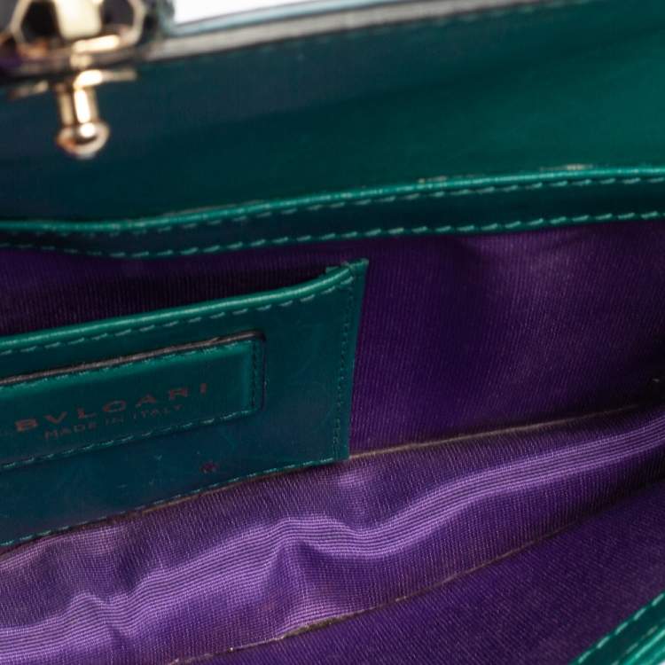 Pre Owned Bvlgari Green Leather Serpenti Forever Chain Clutch