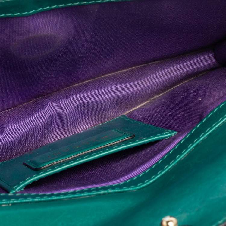 Pre Owned Bvlgari Green Leather Serpenti Forever Chain Clutch