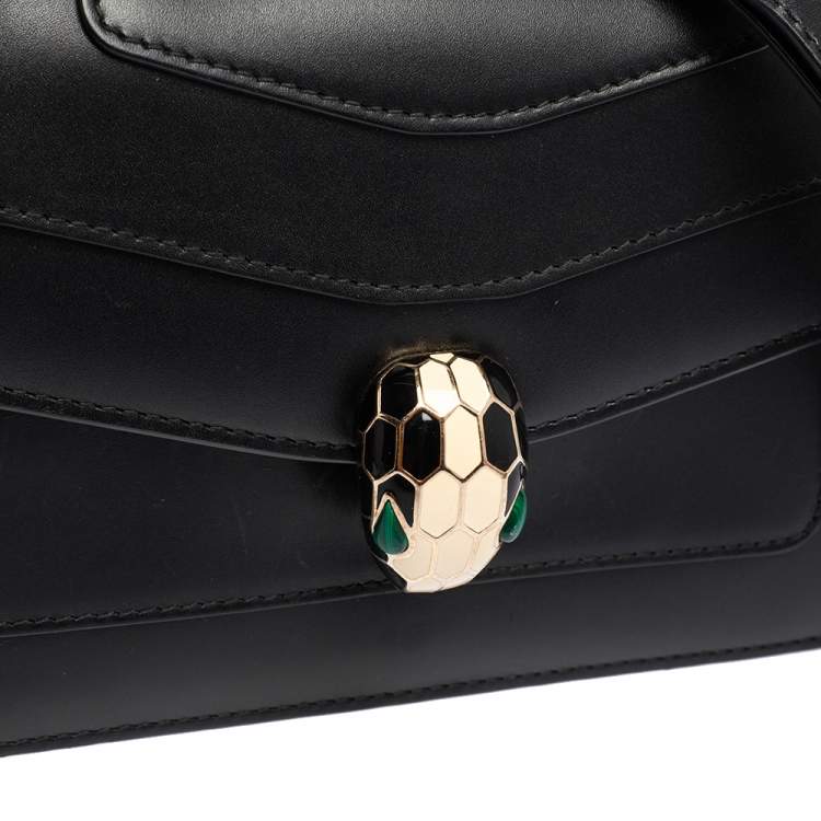Pre Owned Bvlgari Black Leather Serpenti Forever Chain Shoulder Bag