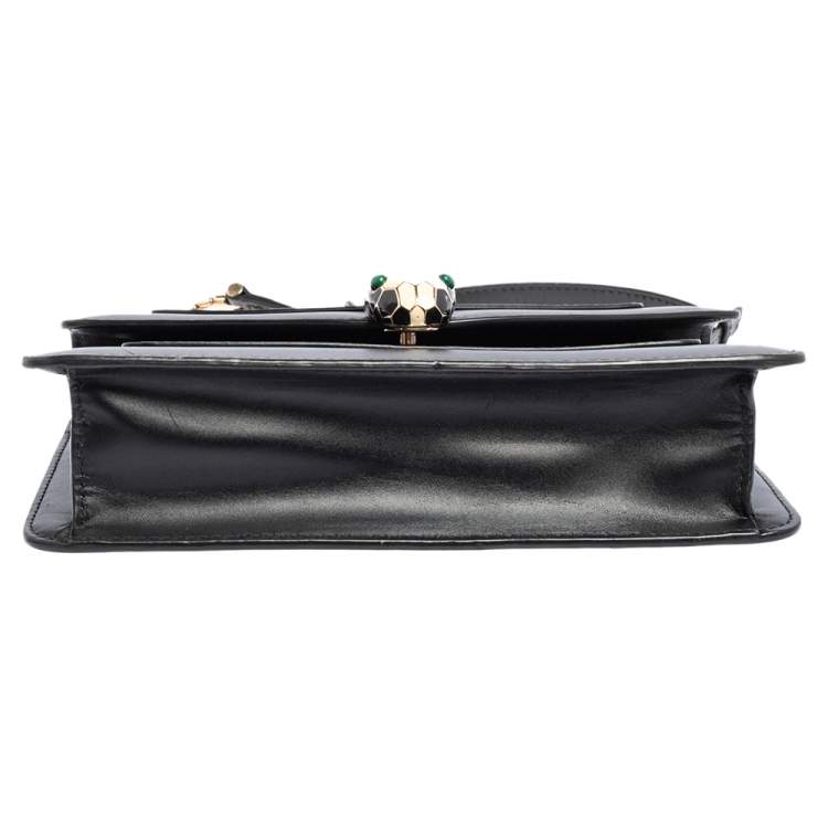 Pre Owned Bvlgari Black Leather Serpenti Forever Chain Shoulder Bag