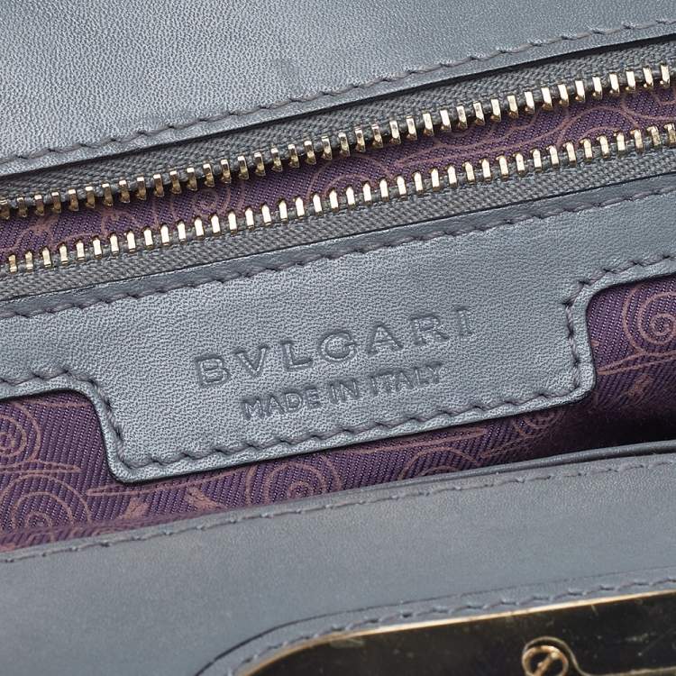 Pre Owned Bvlgari Beige/Grey Leather Isabella Rossellini Top Handle Bag
