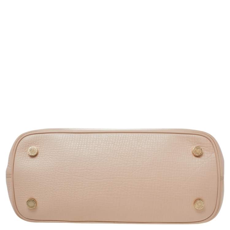 Pre Owned Bvlgari Beige/Grey Leather Isabella Rossellini Top Handle Bag