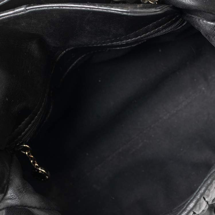 Pre Owned Bvlgari Black Plisse Leather Twistino Tina Tote