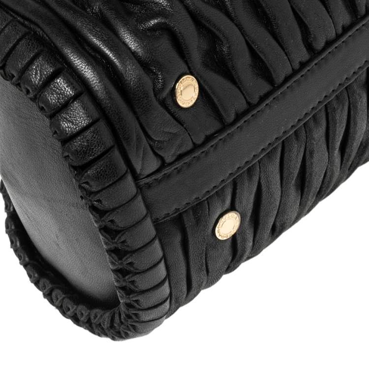 Pre Owned Bvlgari Black Plisse Leather Twistino Tina Tote