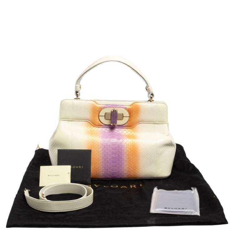 Pre Owned Bvlgari Tri Color Python Isabella Rossellini Top Handle Bag