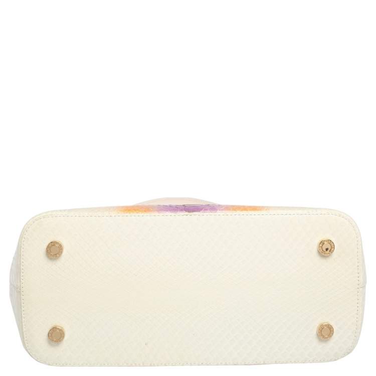 Pre Owned Bvlgari Tri Color Python Isabella Rossellini Top Handle Bag