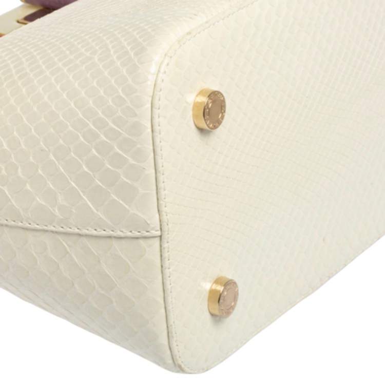 Pre Owned Bvlgari Tri Color Python Isabella Rossellini Top Handle Bag