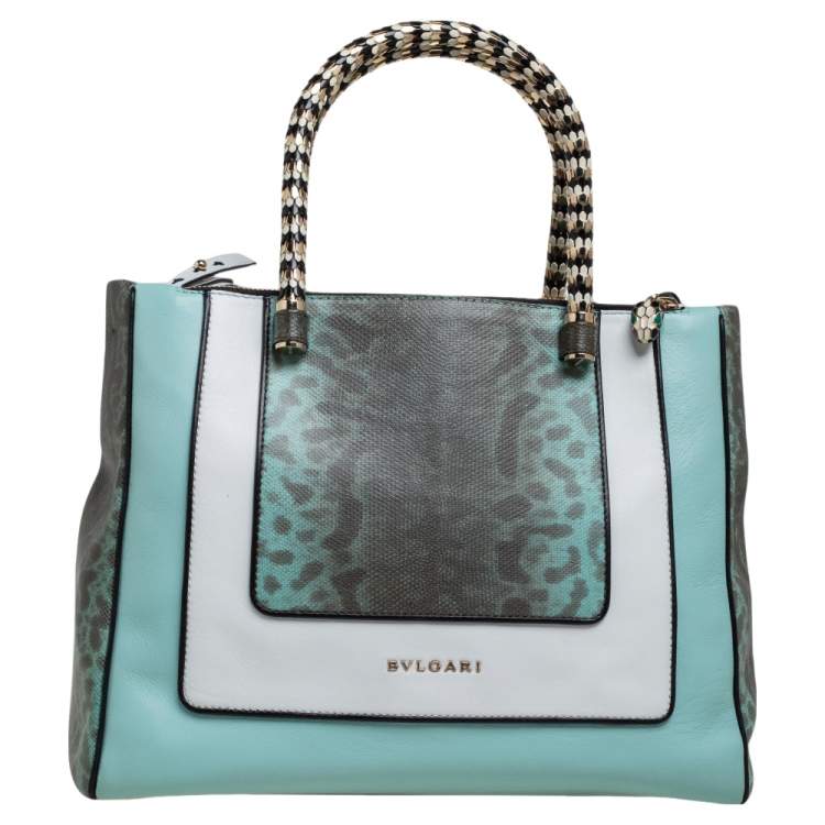 Bvlgari Tri Color Leather and Kurung Serpenti Scaglie Tote