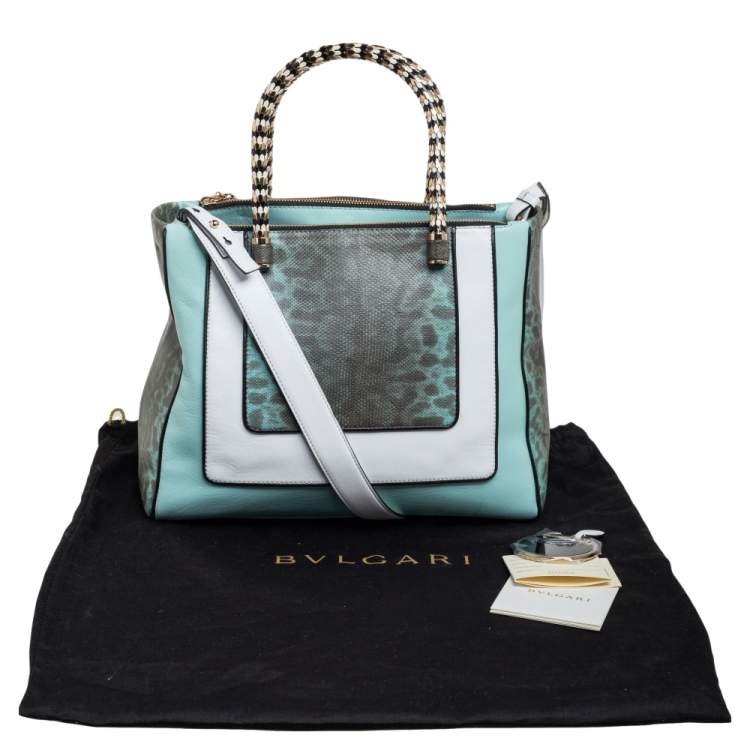 Bvlgari Tri Color Leather and Kurung Serpenti Scaglie Tote