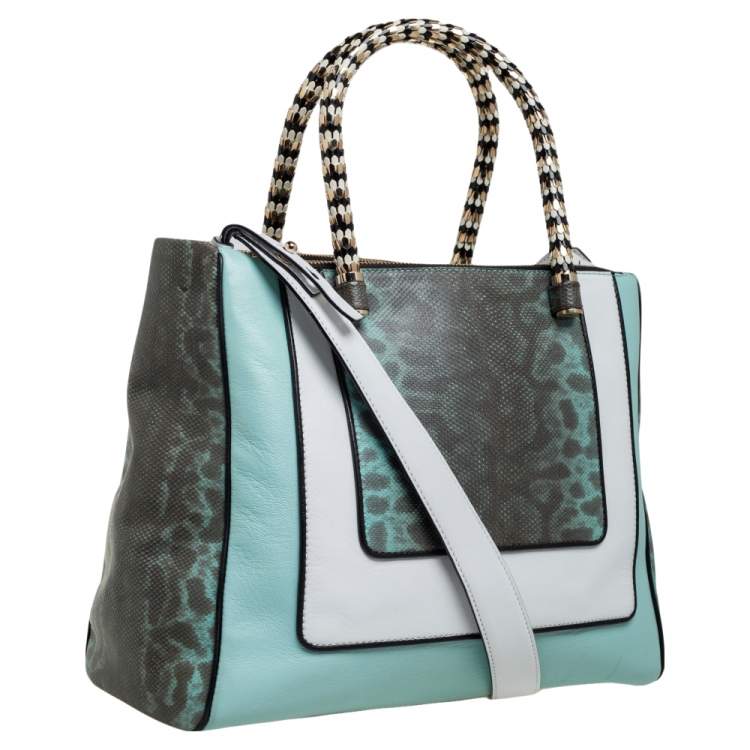 Bvlgari Tri Color Leather and Kurung Serpenti Scaglie Tote