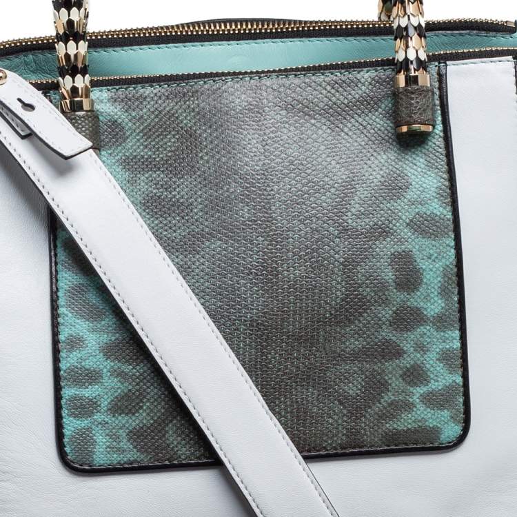 Bvlgari Tri Color Leather and Kurung Serpenti Scaglie Tote