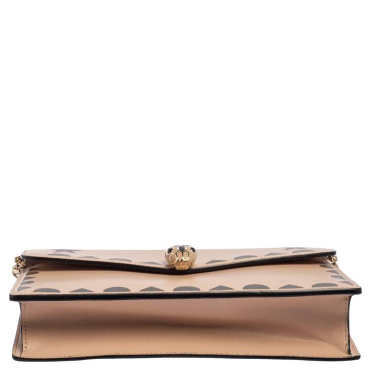 Pre Owned Bvlgari Black/Beige Leather Serpenti Forever Shoulder Bag