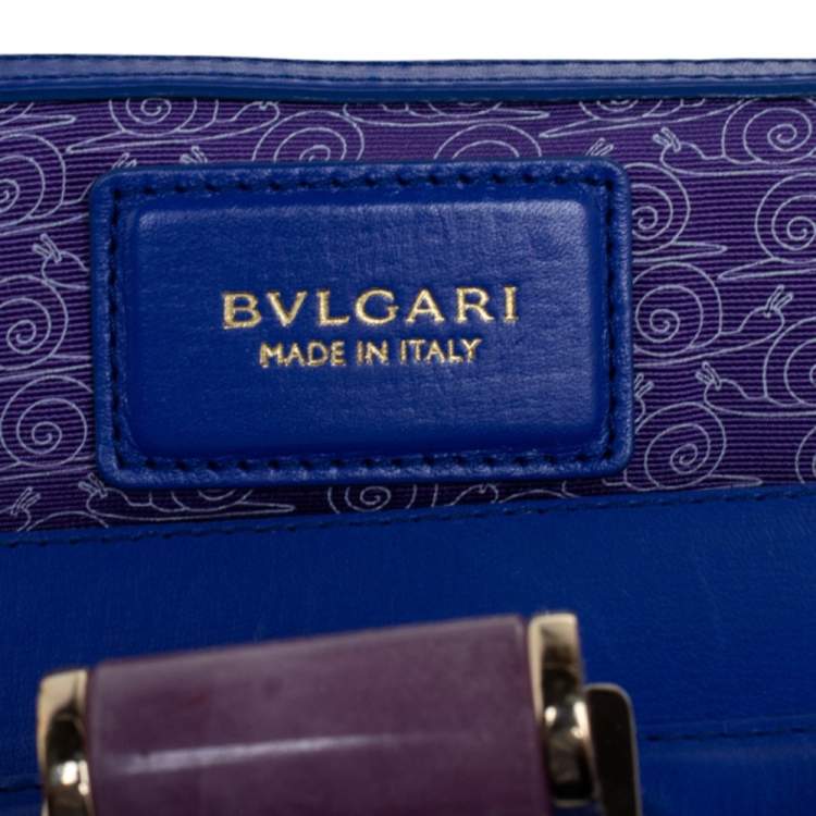 Pre Owned Bvlgari Blue Leather Isabella Rossellini Top Handle Bag