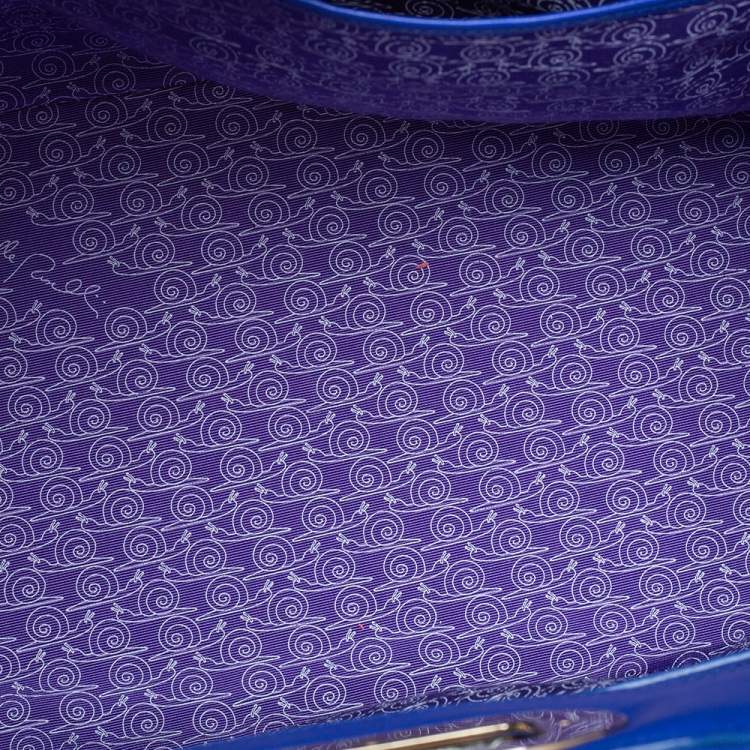 Pre Owned Bvlgari Blue Leather Isabella Rossellini Top Handle Bag