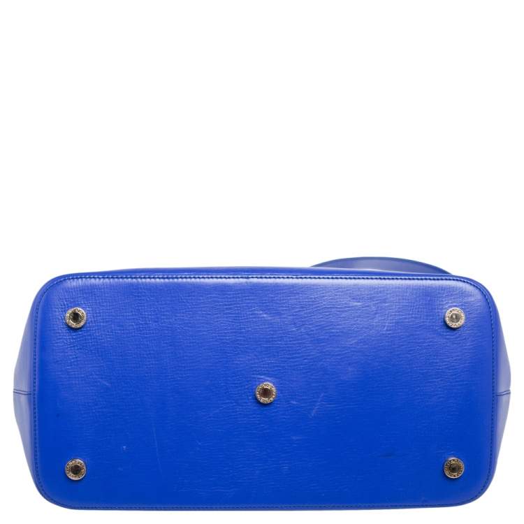 Pre Owned Bvlgari Blue Leather Isabella Rossellini Top Handle Bag