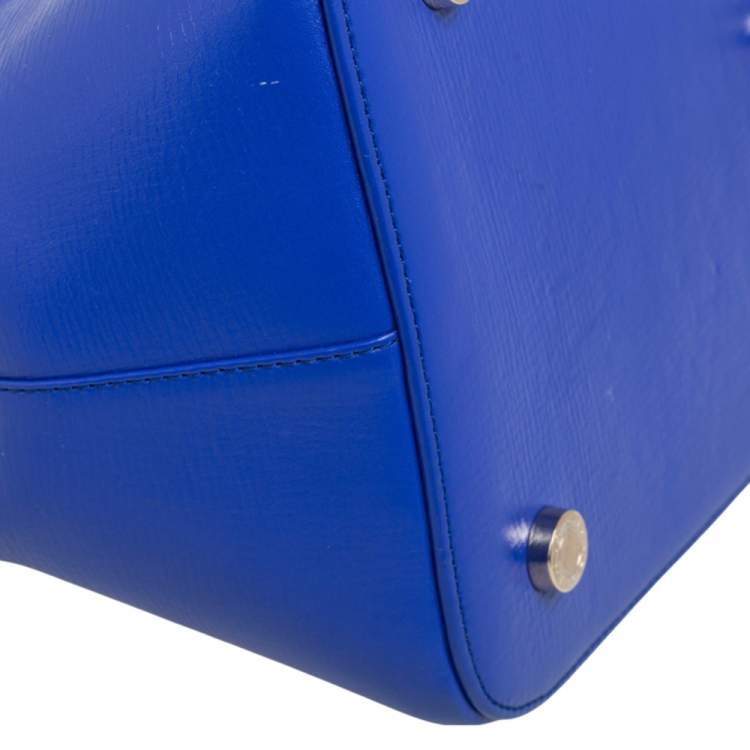 Pre Owned Bvlgari Blue Leather Isabella Rossellini Top Handle Bag
