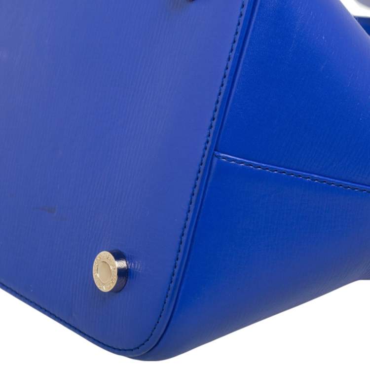 Pre Owned Bvlgari Blue Leather Isabella Rossellini Top Handle Bag