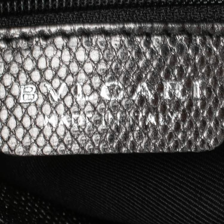 Pre Owned Bvlgari Metallic Grey Snakeskin Leather Leoni Flap Shoulder Bag