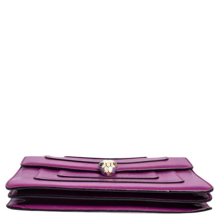 Pre Owned Bvlgari Deep Magenta Leather Medium Serpenti Forever Shoulder Bag