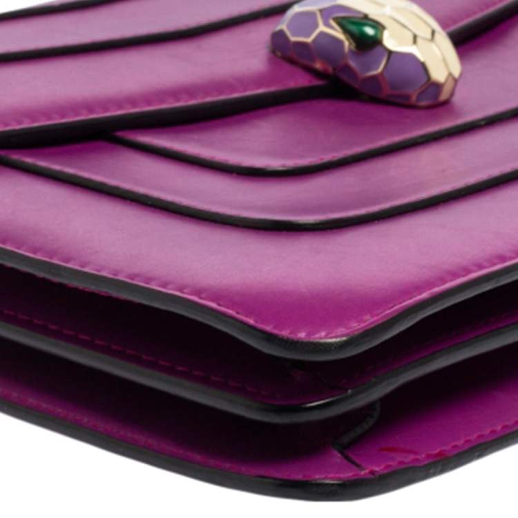 Pre Owned Bvlgari Deep Magenta Leather Medium Serpenti Forever Shoulder Bag