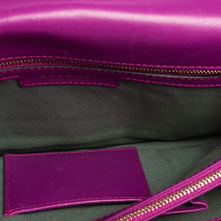 Pre Owned Bvlgari Deep Magenta Leather Medium Serpenti Forever Shoulder Bag