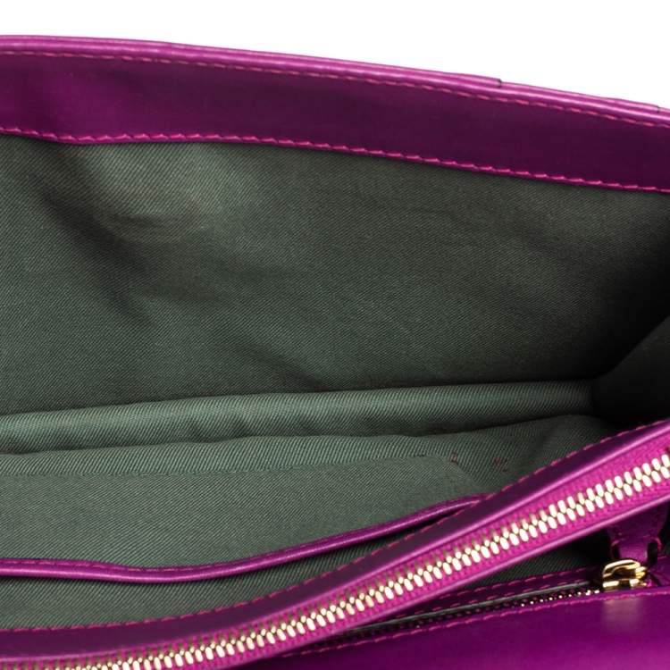 Pre Owned Bvlgari Deep Magenta Leather Medium Serpenti Forever Shoulder Bag