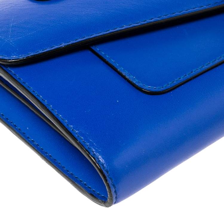 Pre Owned Bvlgari Blue Leather Serpenti Forever Continental Wallet
