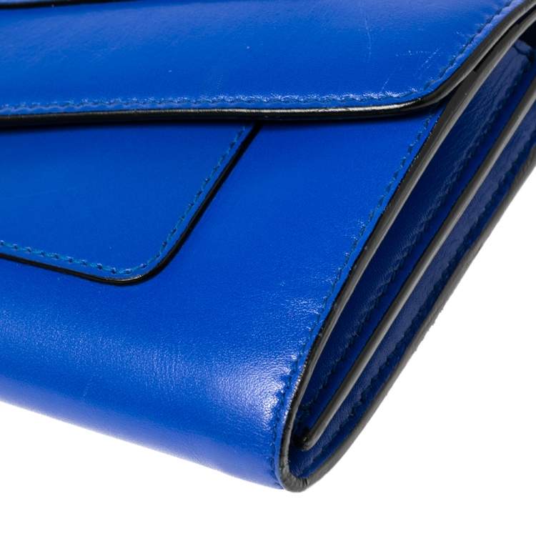 Pre Owned Bvlgari Blue Leather Serpenti Forever Continental Wallet