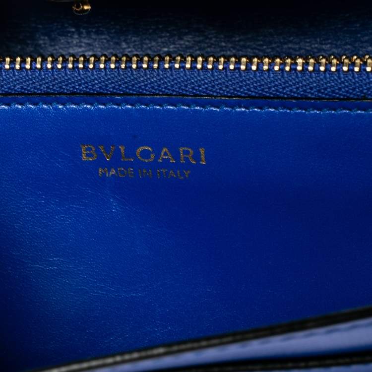 Pre Owned Bvlgari Blue Leather Serpenti Forever Continental Wallet