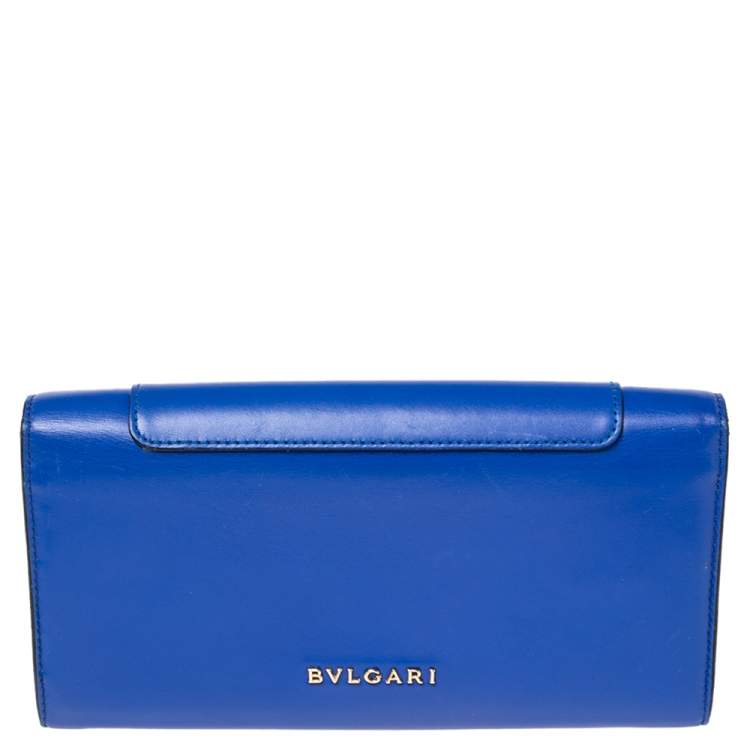 Pre Owned Bvlgari Blue Leather Serpenti Forever Continental Wallet