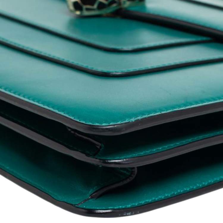 Pre Owned Bvlgari Green Leather Large Serpenti Forever Shoulder Bag